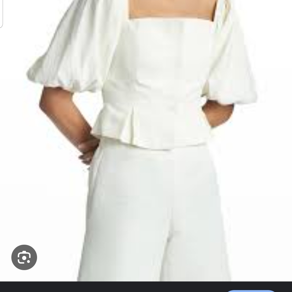 Sachin + Babi White Puff Sleeve Jumpsuit